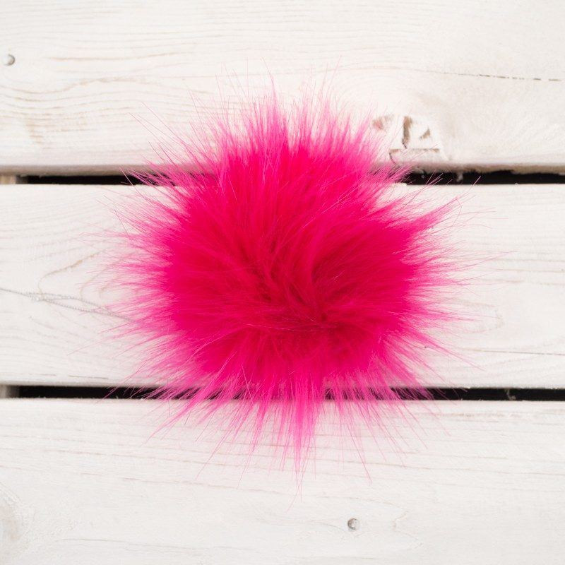 Eco fur pompom 12 cm -  fuchsia