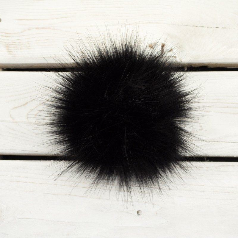 Eco fur pompom 12 cm - black