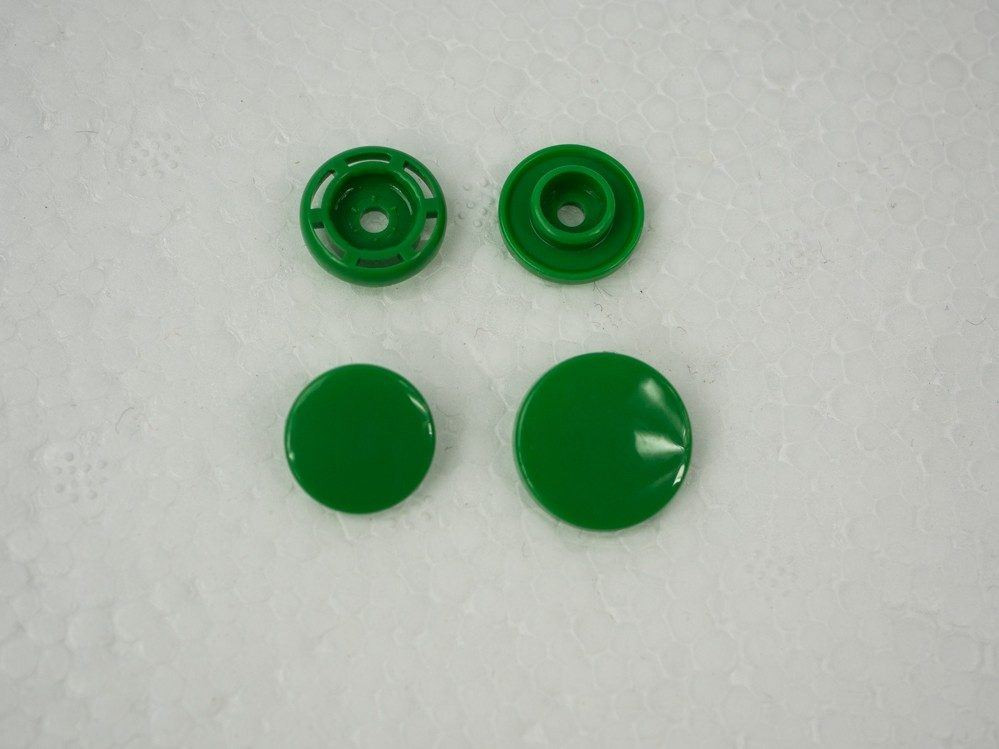 Snaps KAM, plastic fasteners 14mm - GREEN 10 sets