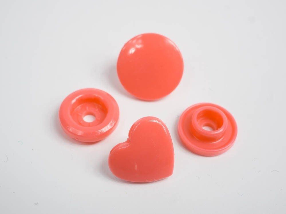 Fasteners KAM hearts 12 mm salmon pink 10 sets
