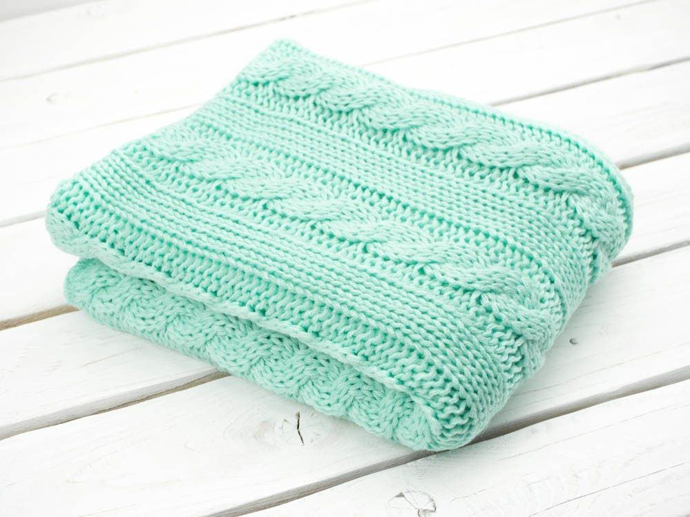 BLANKET (BRAID) / mint M - knitted panel