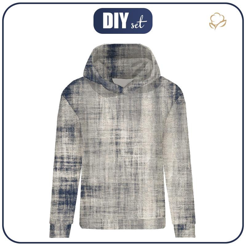 CLASSIC WOMEN’S HOODIE (POLA) - ACID WASH PAT. 2 (navy) - looped knit fabric 