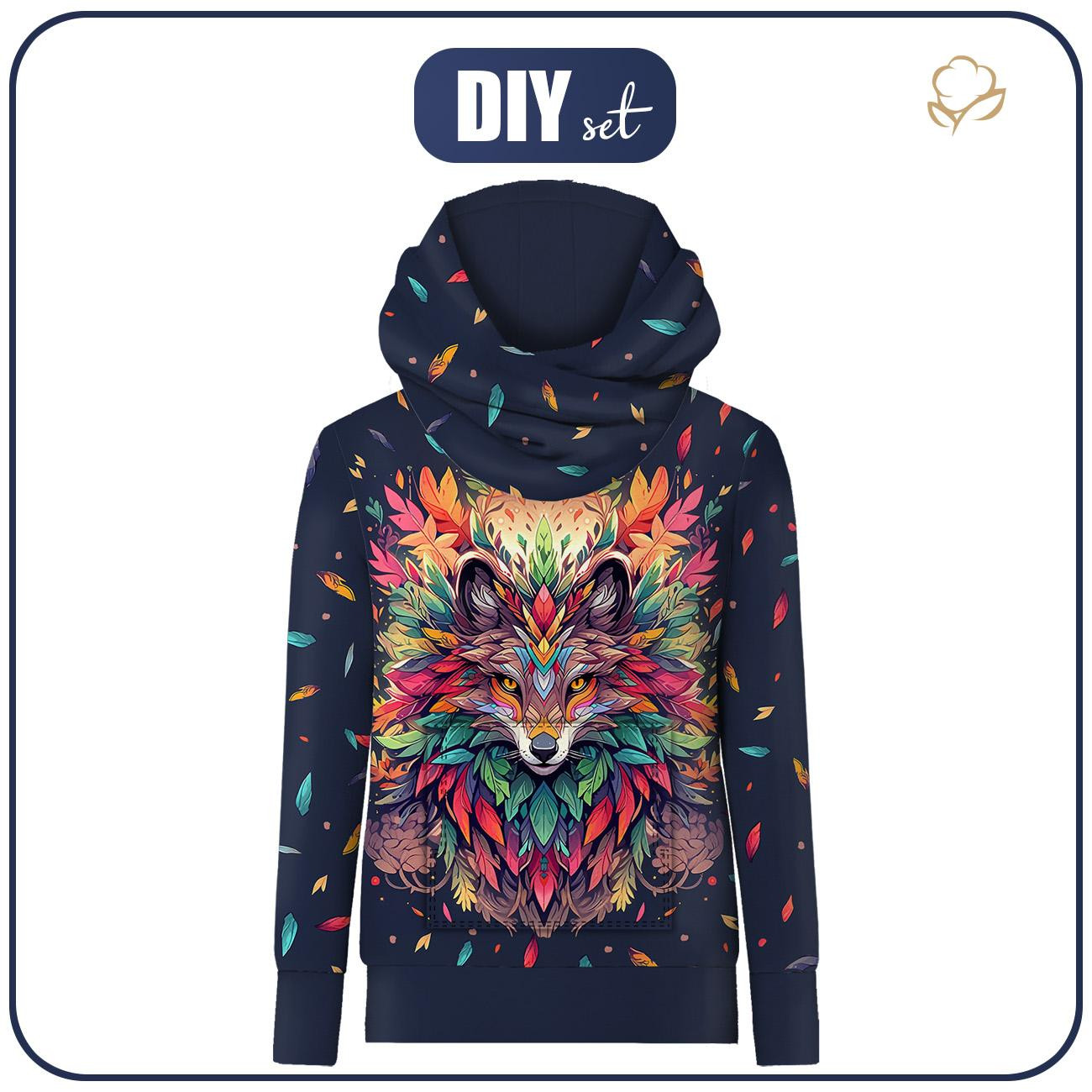 HYDROPHOBIC HOODIE UNISEX - Animals mandala wz.1 - sewing set