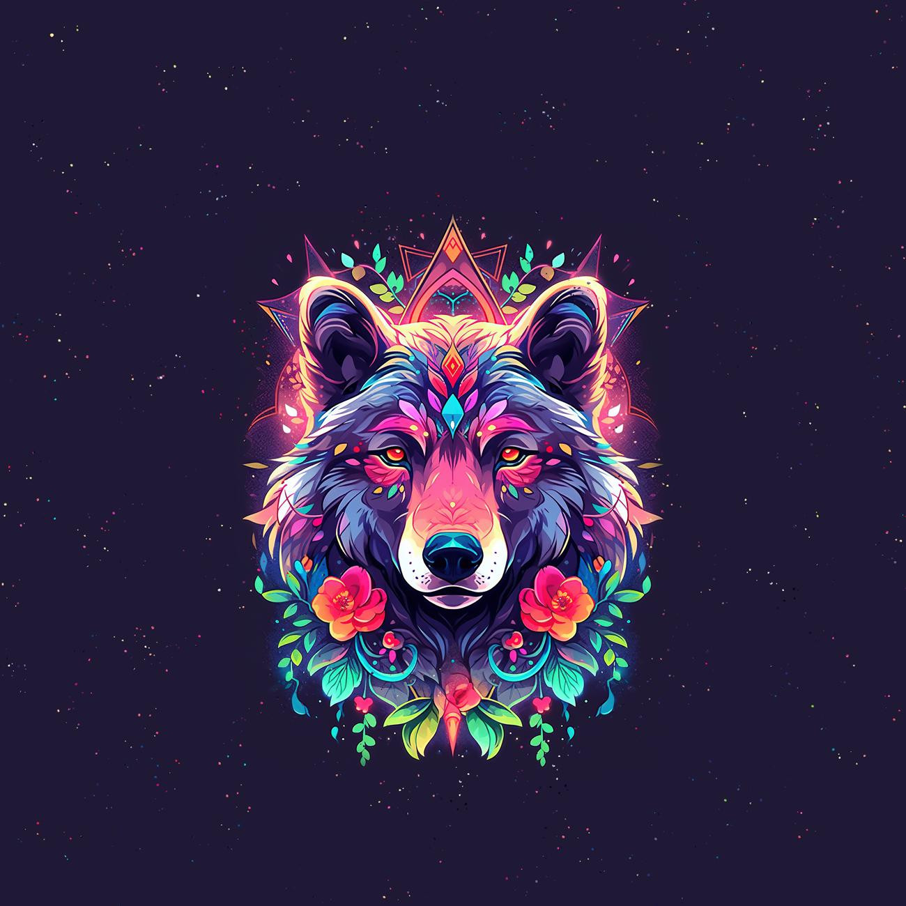ANIMALS MANDALA wz.6 (bear) - panel (60cm x 50cm) 