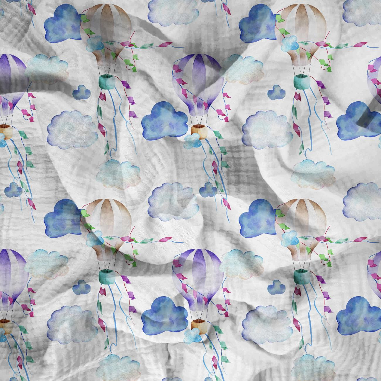 HOT AIR BALLOONS (COLORFUL TRANSPORT) - Cotton muslin