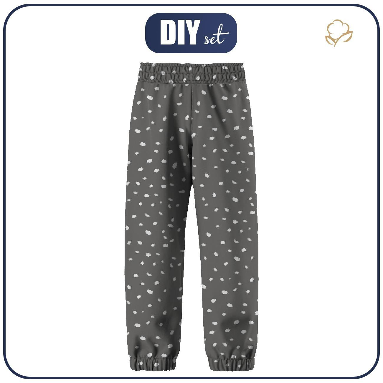 CHILDREN'S SOFTSHELL TROUSERS (YETI) - WHITE TRACES / grey (MAGICAL CHRISTMAS FOREST) (86/92)