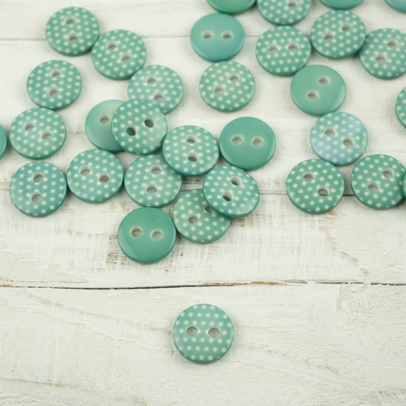 Plastic button with dots small - modern mint