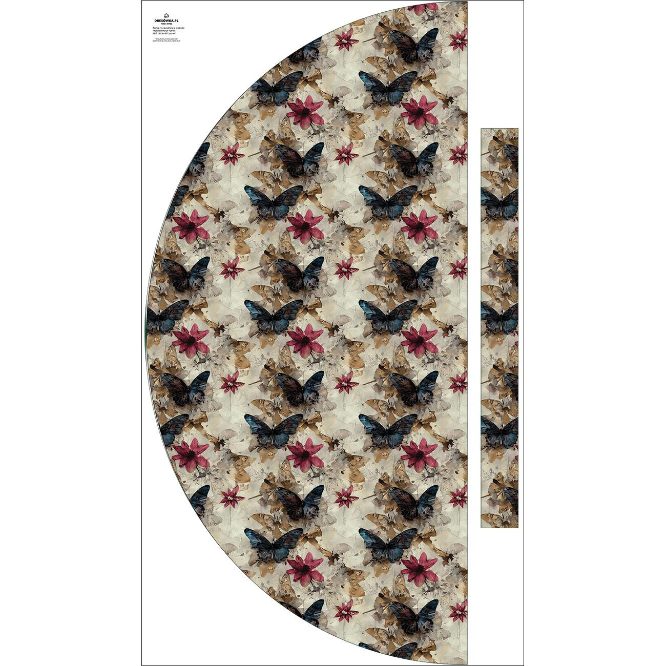 Skirt panel "MAXI" - Viscose jersey/ Butterfly & flowers wz.14
