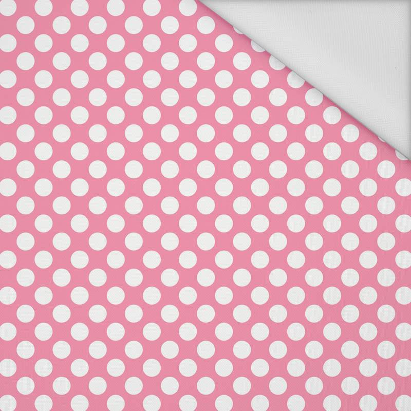 WHITE DOTS / pink - Waterproof woven fabric