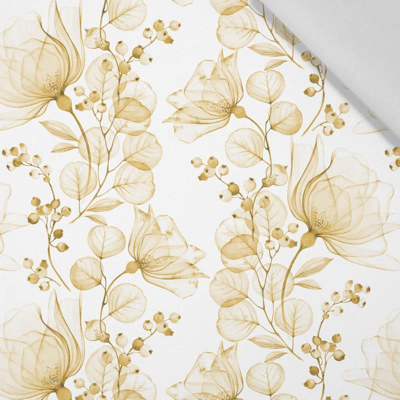 FLOWERS pattern no. 4 (gold) - Cotton woven fabric