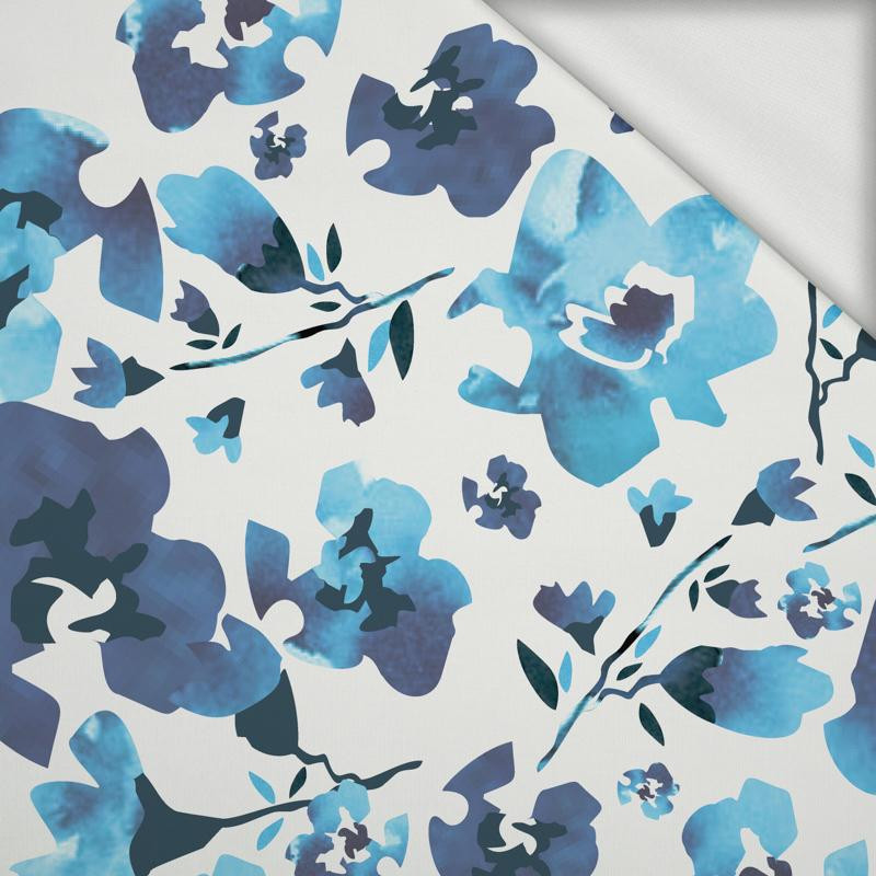 100CM WATER-COLOR FLOWERS pat. 1 (classic blue) - looped knit fabric