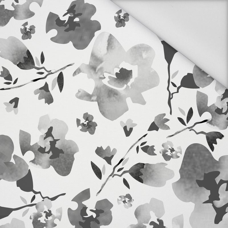 WATER-COLOR FLOWERS pat. 1 (grey) - Waterproof woven fabric