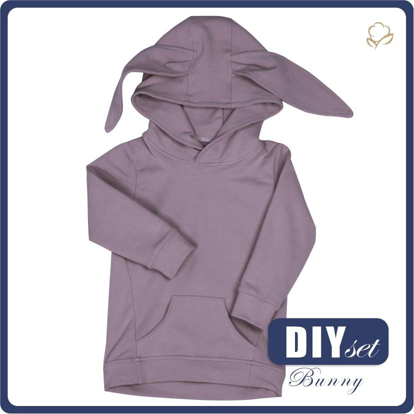 KID'S HOODIE BUNNY (PARIS) - B-02 LILLAC - looped knit fabric