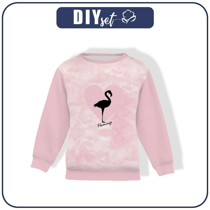 CHILDREN'S (NOE) SWEATSHIRT - FLAMINGO / CAMOUFLAGE pat. 2 (pale pink) - sewing set