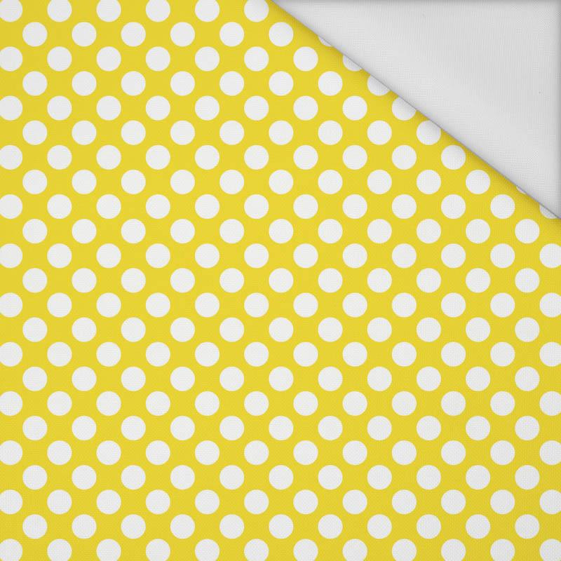 WHITE DOTS / yellow - Waterproof woven fabric