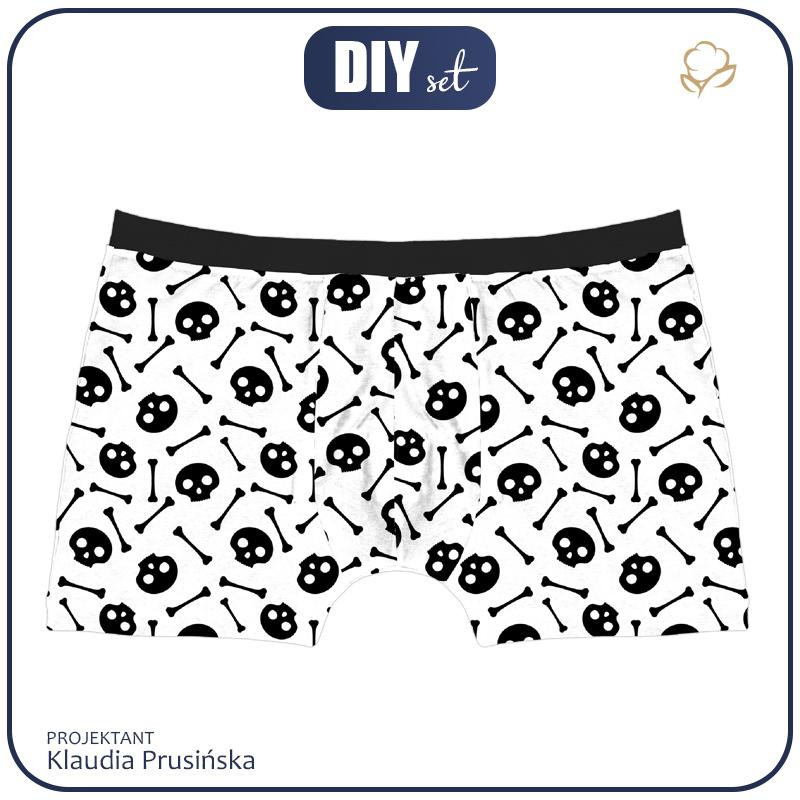MEN'S BOXER SHORTS - HALLOWEEN SKULLS & BONES / white - S