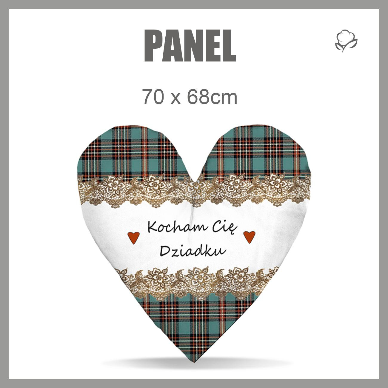 CUSHION PANEL HEART - KOCHAM CIĘ DZIADKU / CHECK RETRO