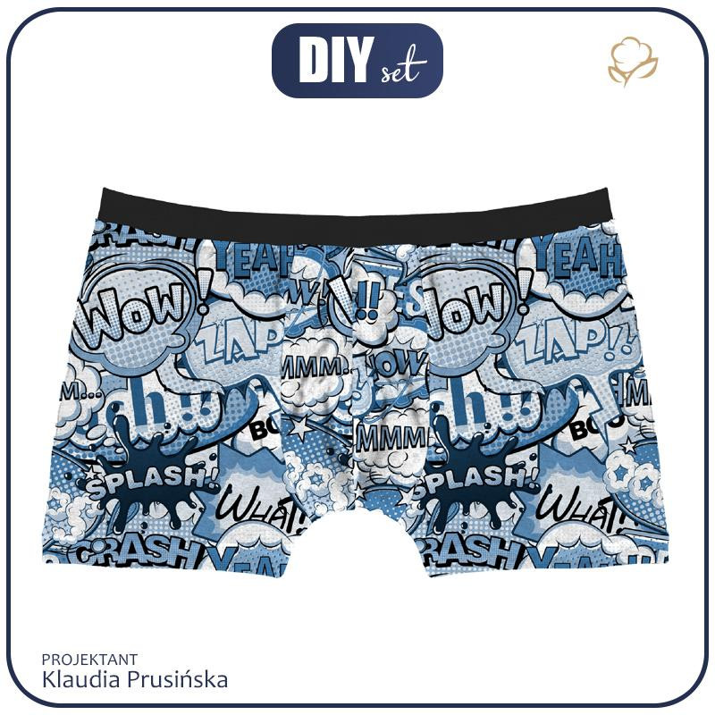MEN\'S BOXER SHORTS -COMICS / classic blue - Male - Underwear - Klaudia  Prusińska - Designer Zone - Sets and sewing patterns