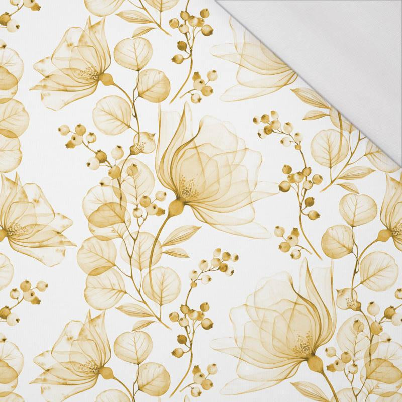 FLOWERS pattern no. 4 (gold) - single jersey with elastane 