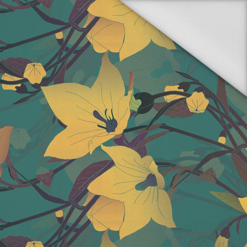 FLOWERS pat. 6 (sea blue) - Waterproof woven fabric