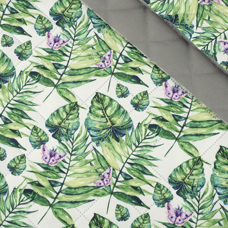 MINI LEAVES AND INSECTS PAT. 4 (TROPICAL NATURE) / white - picnic blankets woven fabric