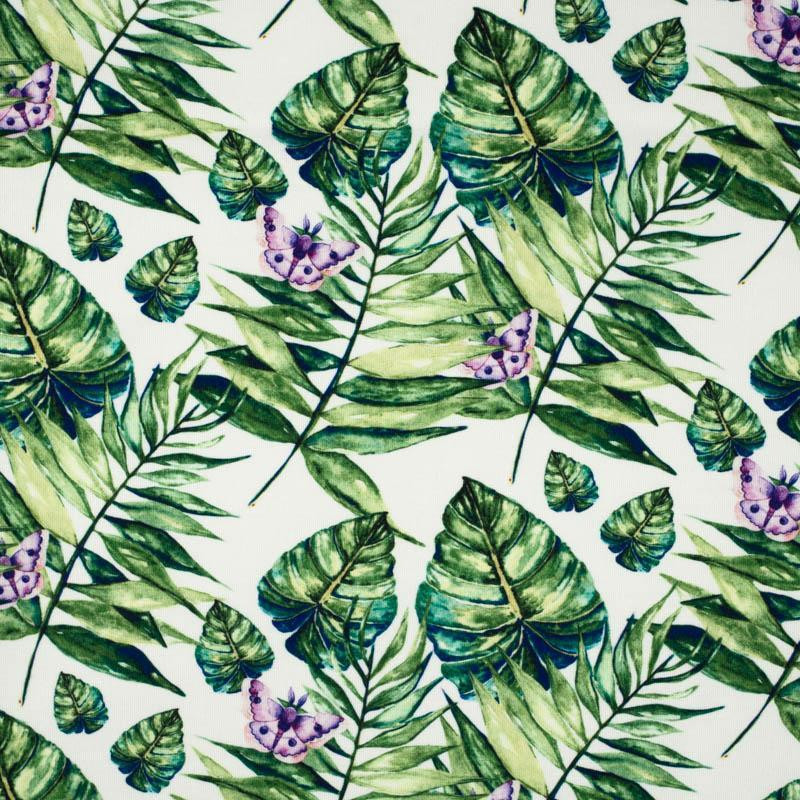 Picnic blanket - MINI LEAVES AND INSECTS PAT. 4 (TROPICAL NATURE) / white