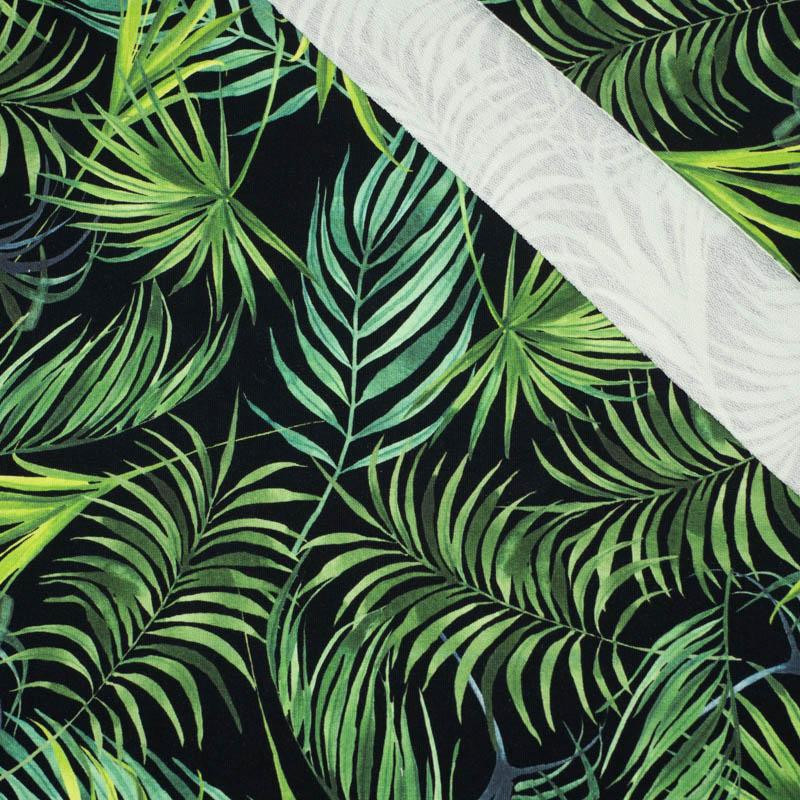 PALM LEAVES pat. 4 / black - looped knit fabric