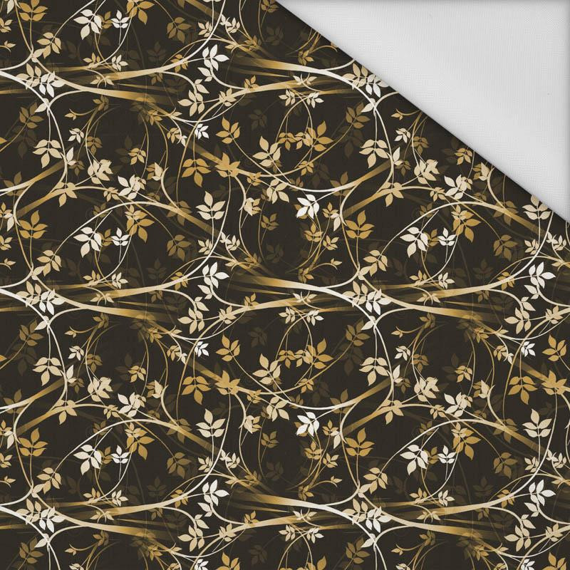 LEAVES pat. 2 (gold) / black - Waterproof woven fabric