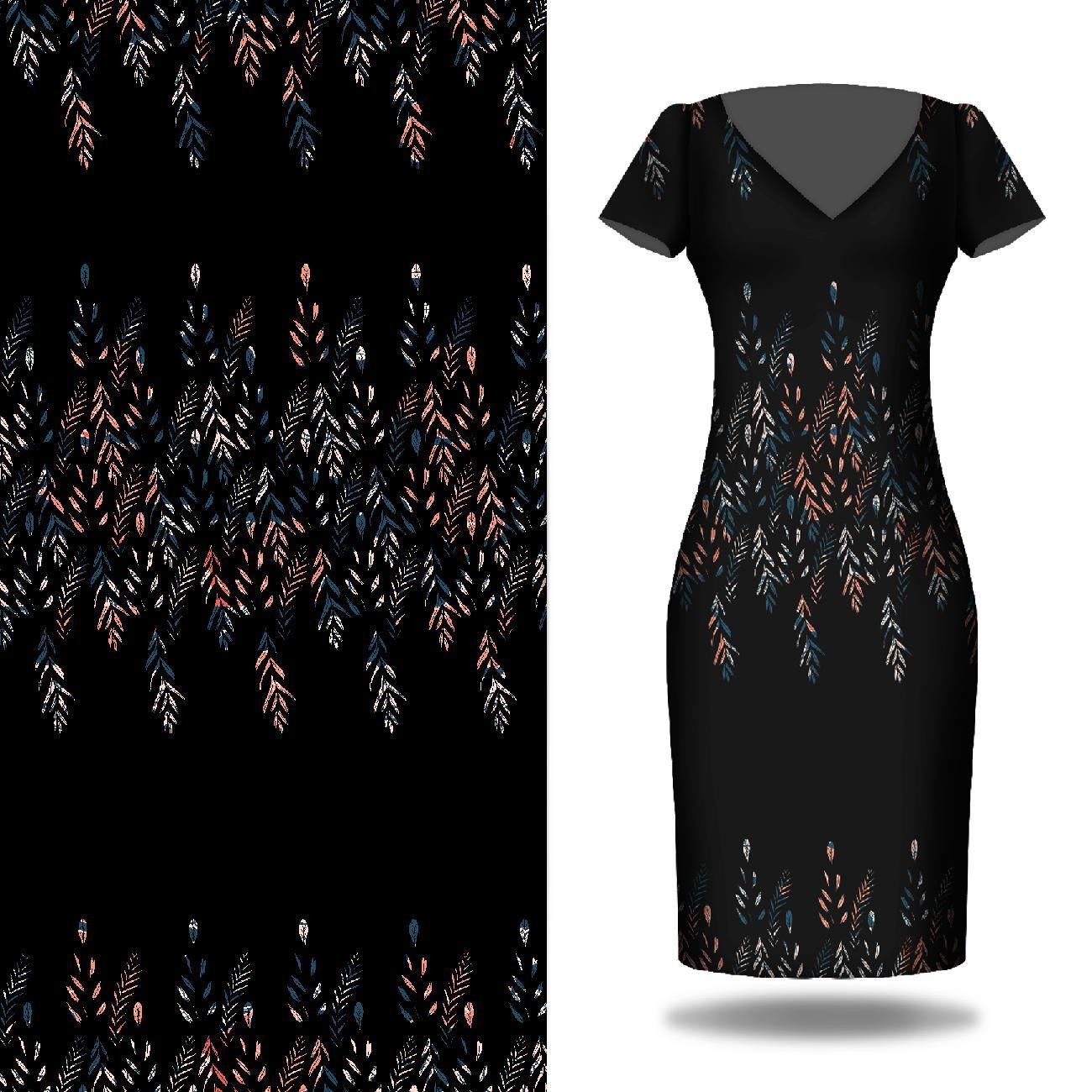 LEAVES PAT. 3 / BLACK - dress panel 