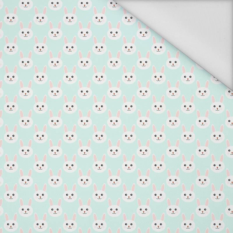 BUNNIES / light mint - Waterproof woven fabric