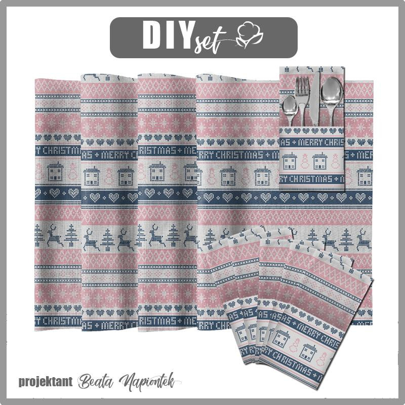 NAPKINS AND RUNNER - MERRY CHRISTMAS PAT. 2  (NORWEGIAN PATTERNS) - sewing set