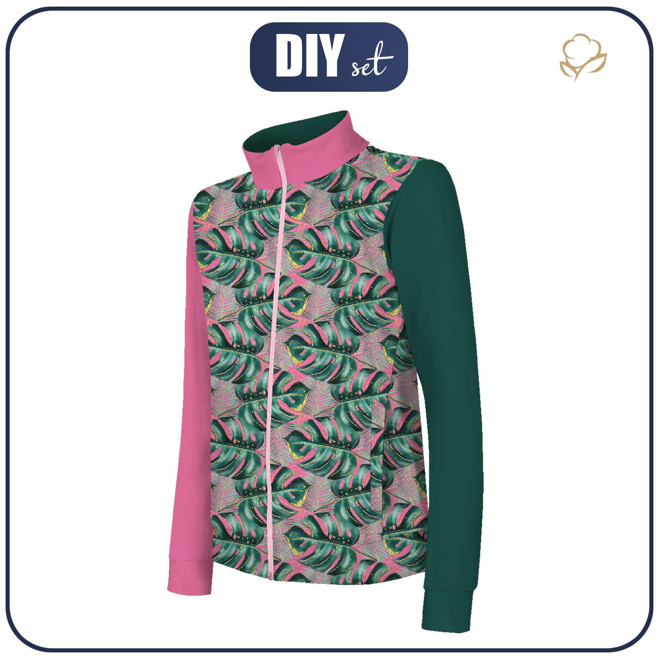 "MAX" CHILDREN'S TRAINING JACKET - MONSTERA no. 5 / pink - knit with short nap