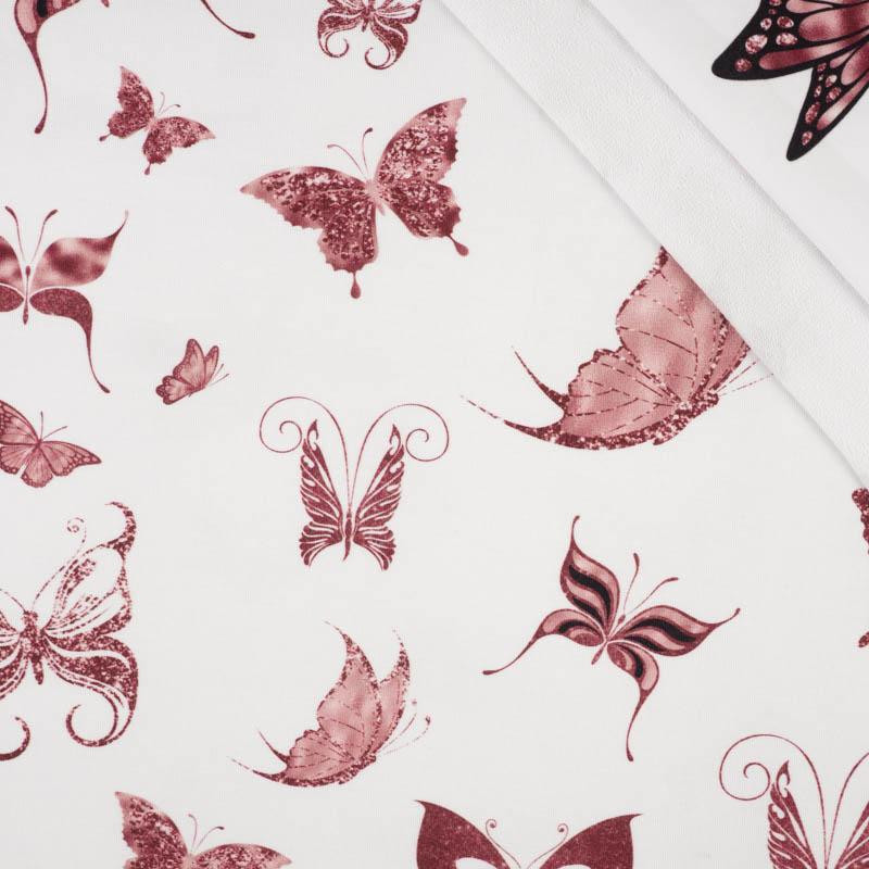 BUTTERFLIES (GLITTER BUTTERFLIES) / white - looped knit fabric