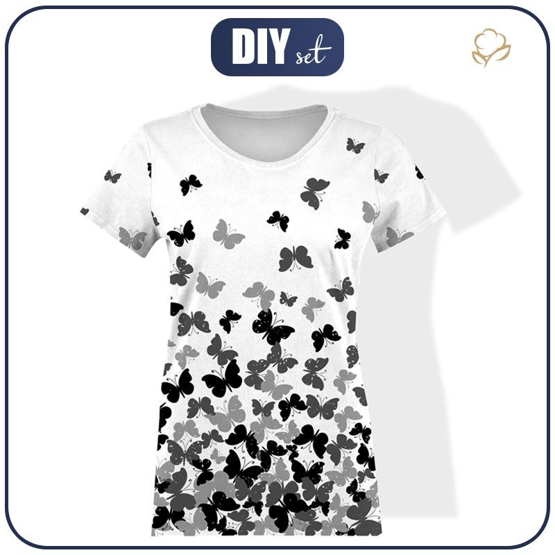 WOMEN’S T-SHIRT - BUTTERFLIES / grey - single jersey