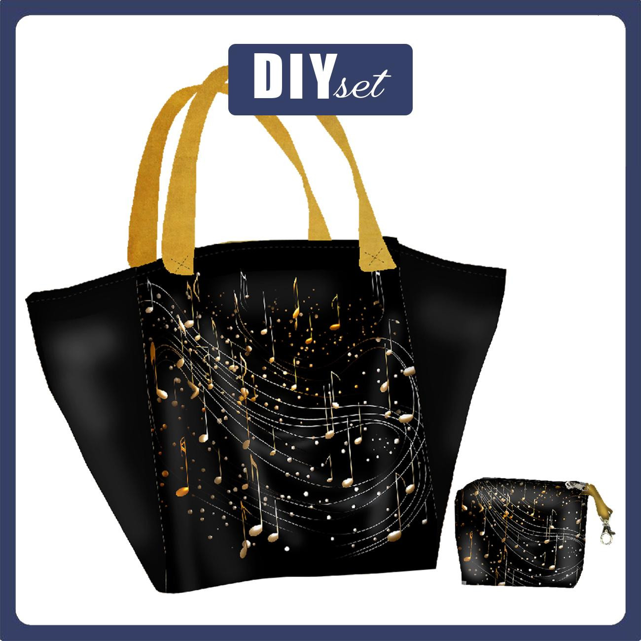 XL bag with in-bag pouch 2 in 1 - MUSIC NOTES - sewing set