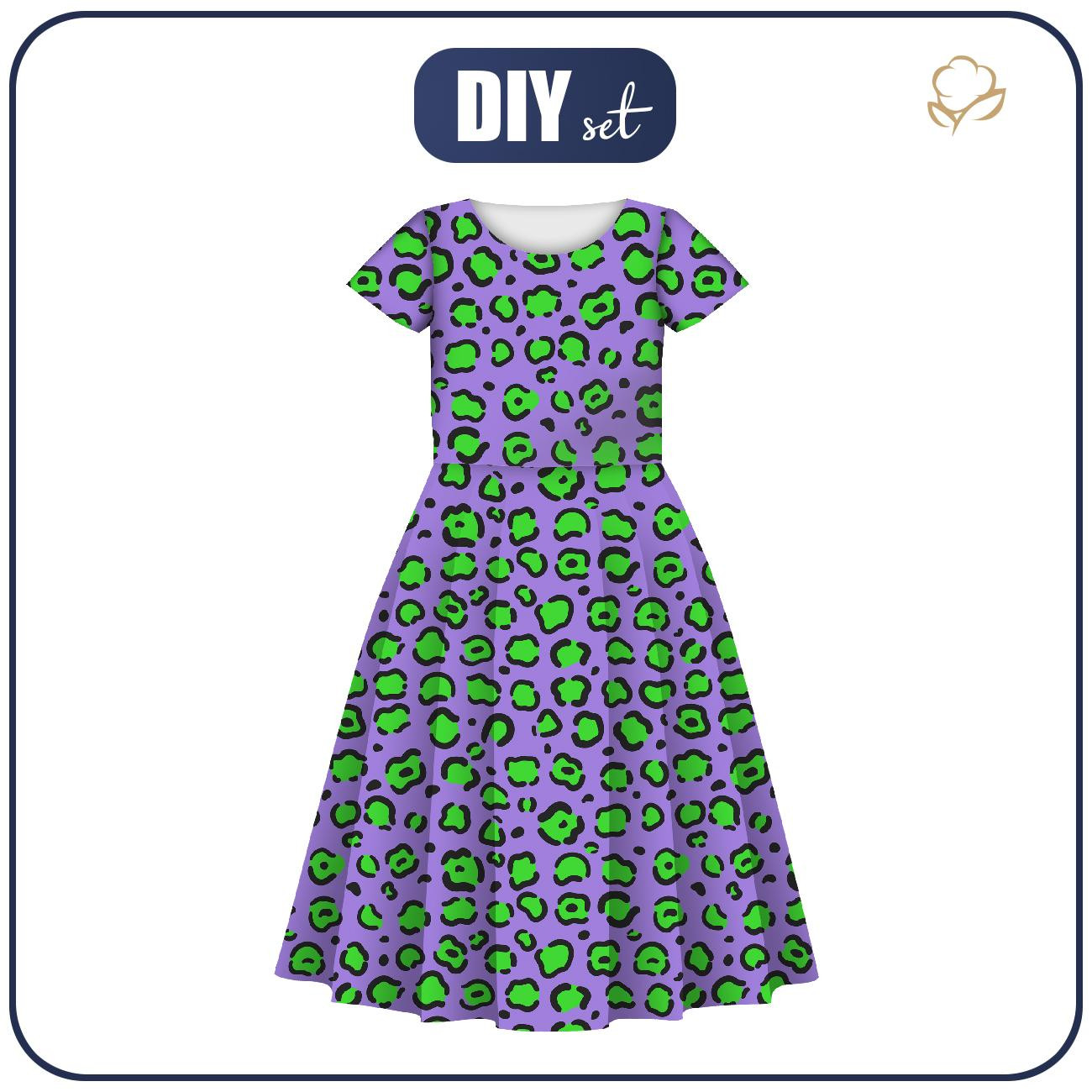 KID'S DRESS "MIA" - NEON LEOPARD PAT. 1 - sewing set