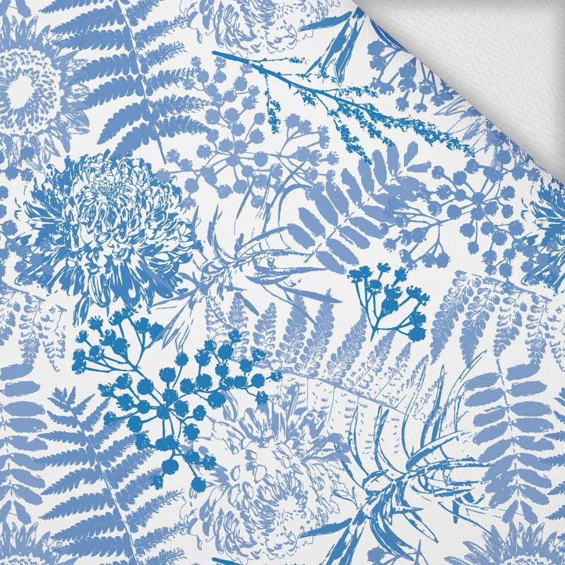 BLUE FERNS (CLASSIC BLUE) - looped knit fabric