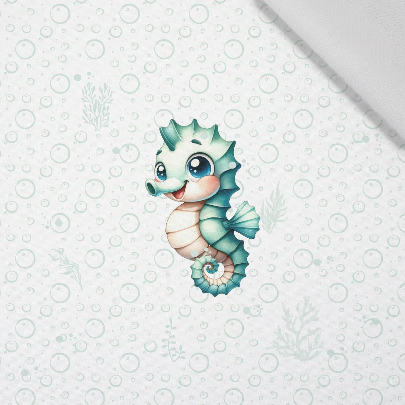 SEAHORSE (SEA ANIMALS PAT. 2) - panel (60cm x 50cm) Cotton woven fabric