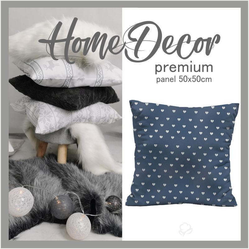 CUSHION PANEL - HEARTS / (acid) dark blue (NORWEGIAN PATTERNS) - HOME DECOR PREMIUM 