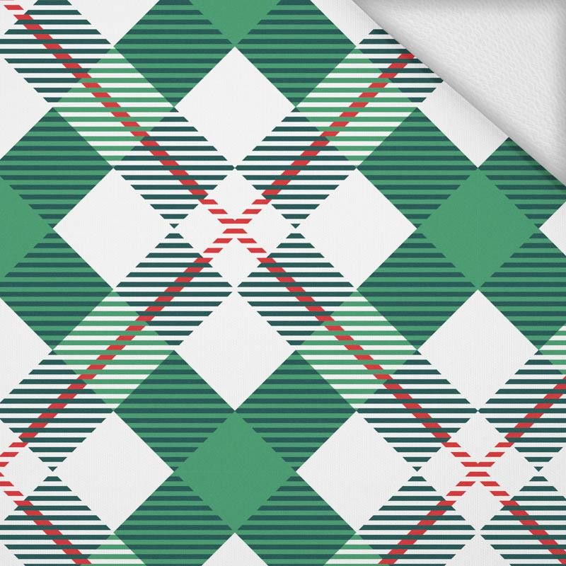 CHECK GREEN - RED / white - looped knit fabric