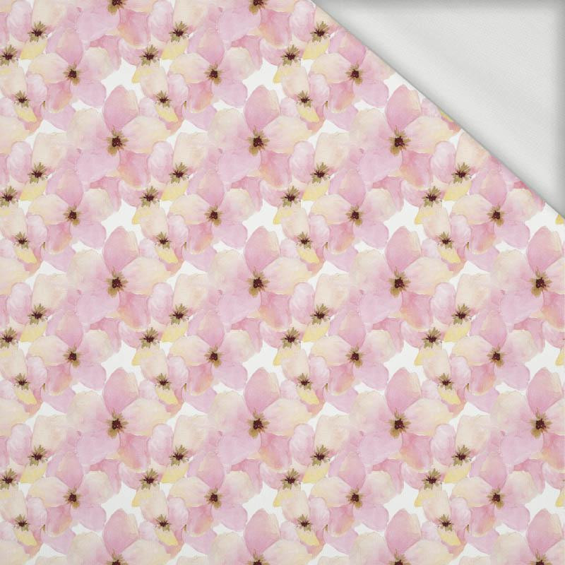 PINK FLOWERS (IN THE MEADOW) - looped knit fabric