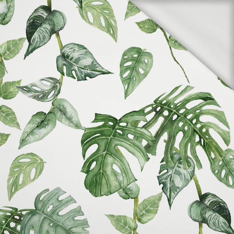 ROPICAL LEAVES MIX pat. 2 / white (JUNGLE) - looped knit fabric