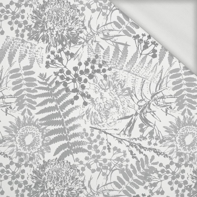 GREY FERNS (GREY) / white- looped knit fabric