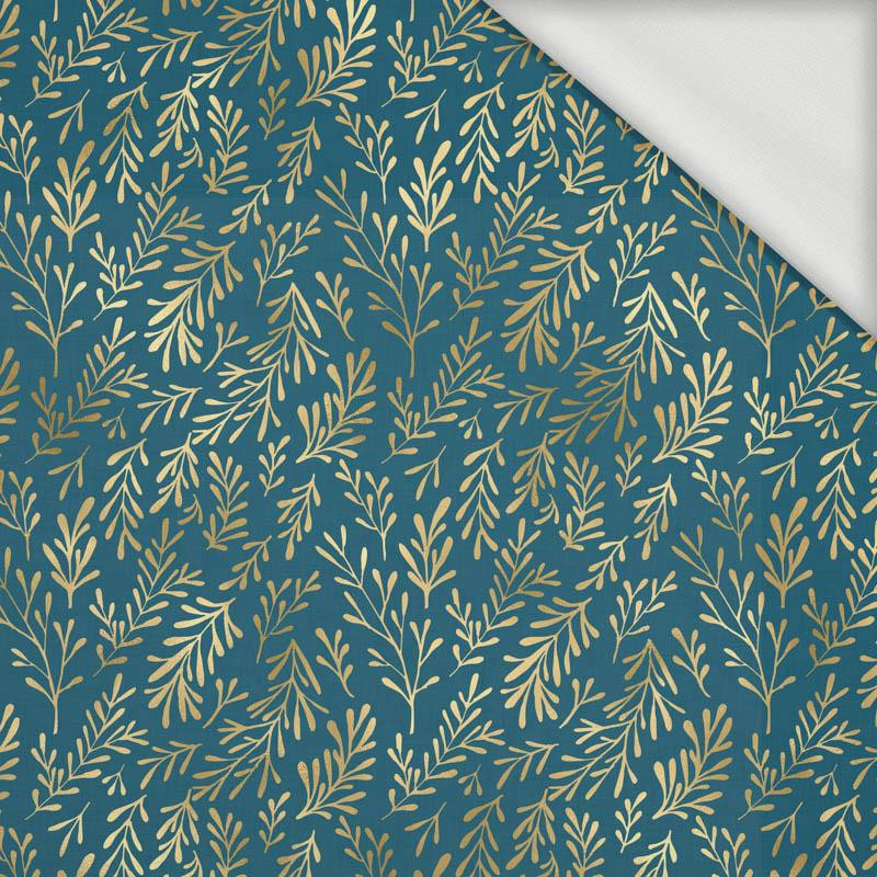 GOLDEN CORALS (GOLDEN OCEAN) / sea blue - looped knit fabric
