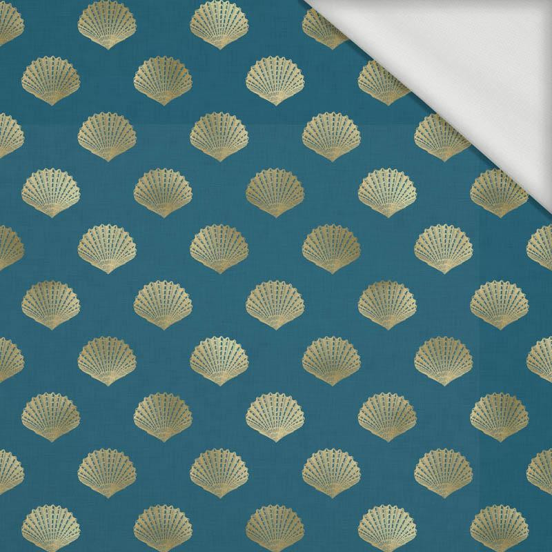 GOLDEN SHELLS (GOLDEN OCEAN) / sea blue - looped knit fabric