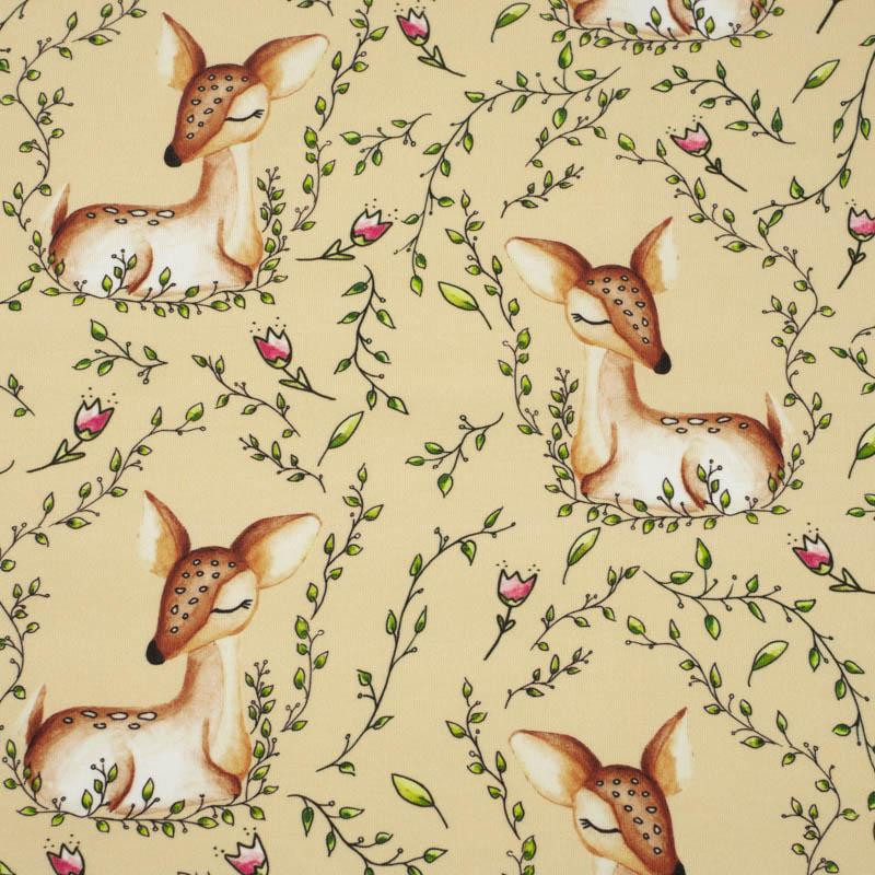 SLEEPING DEERS (SLEEPING ANIMALS) / sand - looped knit fabric