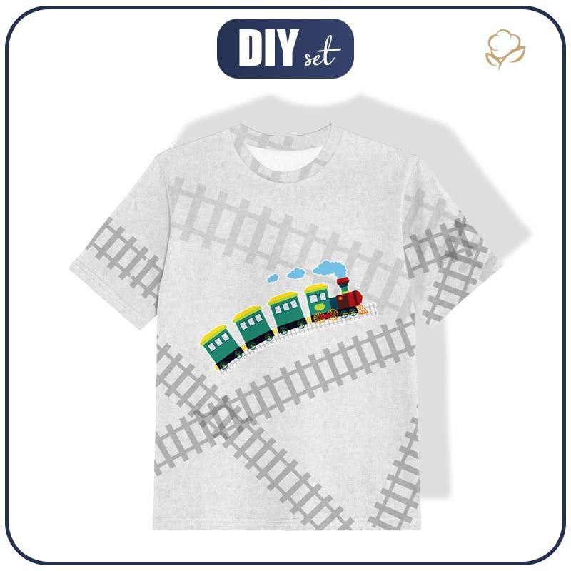 KID’S T-SHIRT - LOCOMOTIVE (train) / acid (grey)- single jersey (92/98)