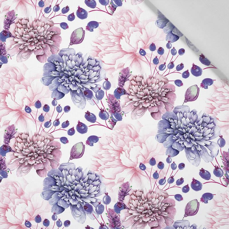 PURPLE PEONIES (IN THE MEADOW) - Cotton woven fabric