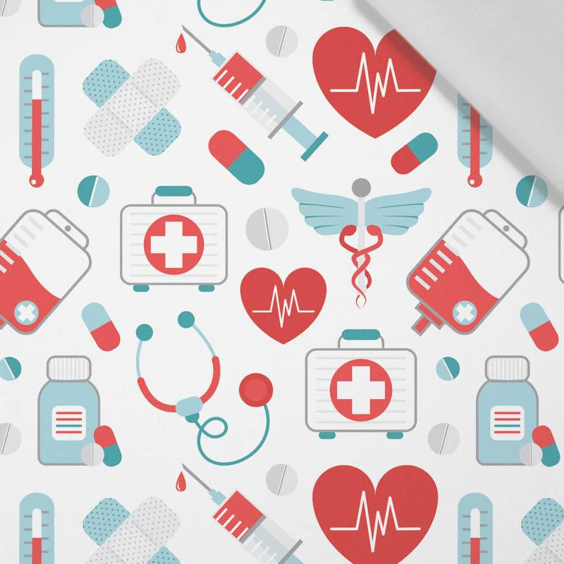 MEDICAL RESCUE (HOBBIES AND JOBS) - colorful / white -  Cotton woven fabric