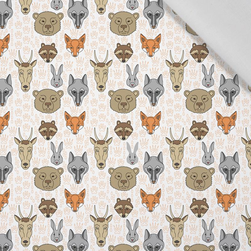 FOREST ANIMAL TRACK / white - Cotton woven fabric